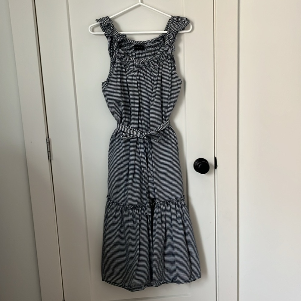 Hatch Smocked Maternity Secret Nursing Dress, Black Gingham, Size 1